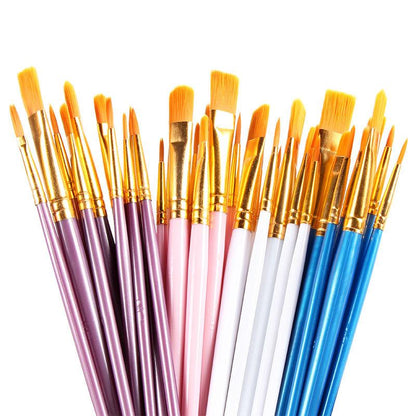 10Oil Paint Brushes Set Plastic